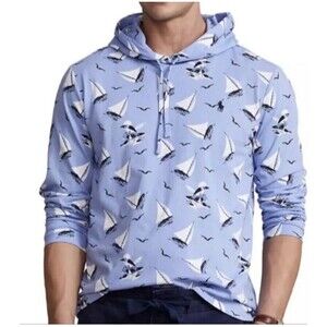 NWOT Polo Ralph Lauren Polo Bear Sailboat Hoodie Blue Nautical Graphic Men's XXL
